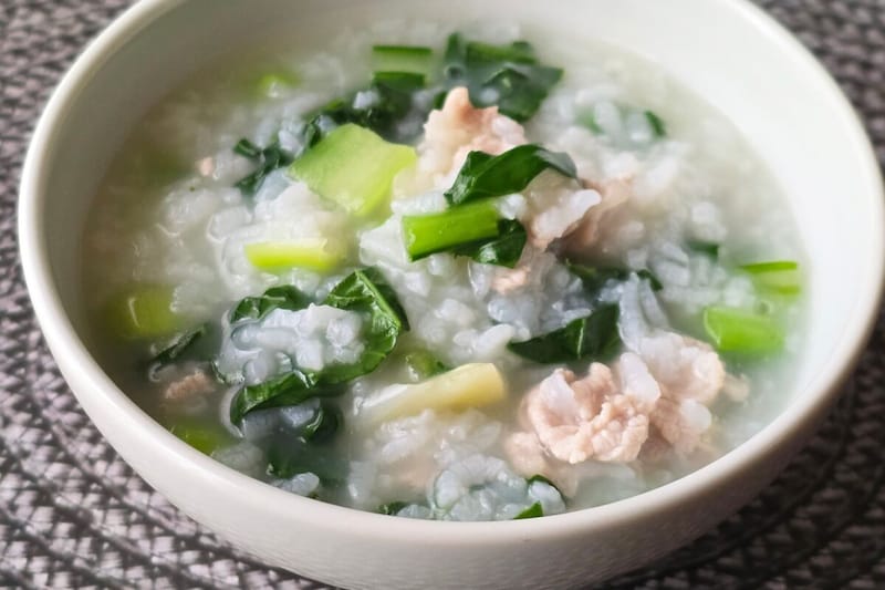 豚肉と小松菜の塩レモン粥