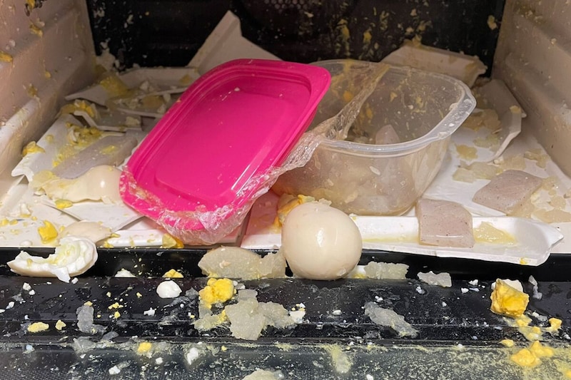 ゆで卵が爆発した電子レンジ