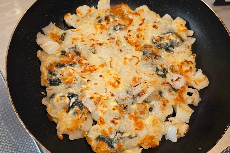 新玉ねぎと海苔のチーズ入りチヂミ