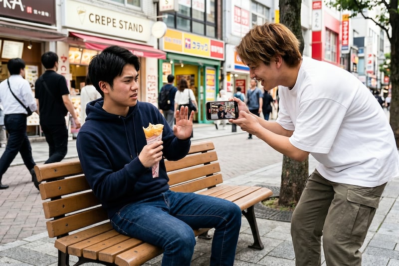 突然、知らない人に「クレープください」とせがまれ…　迷惑行為に「弁償せんの？」「恐怖でしかない」