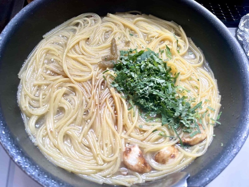 柚子胡椒と大葉のオイルパスタ