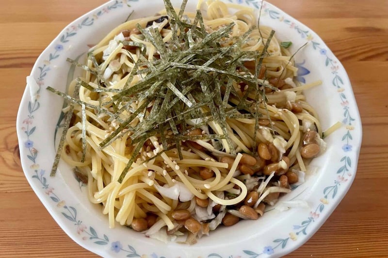 薬味たっぷり納豆パスタ