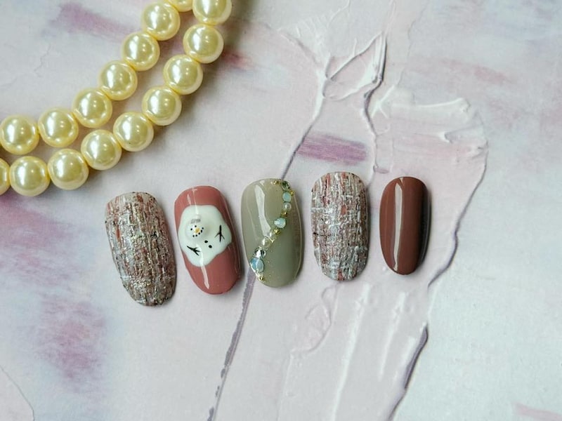 冬ネイル デザイン ツィード オシャレ