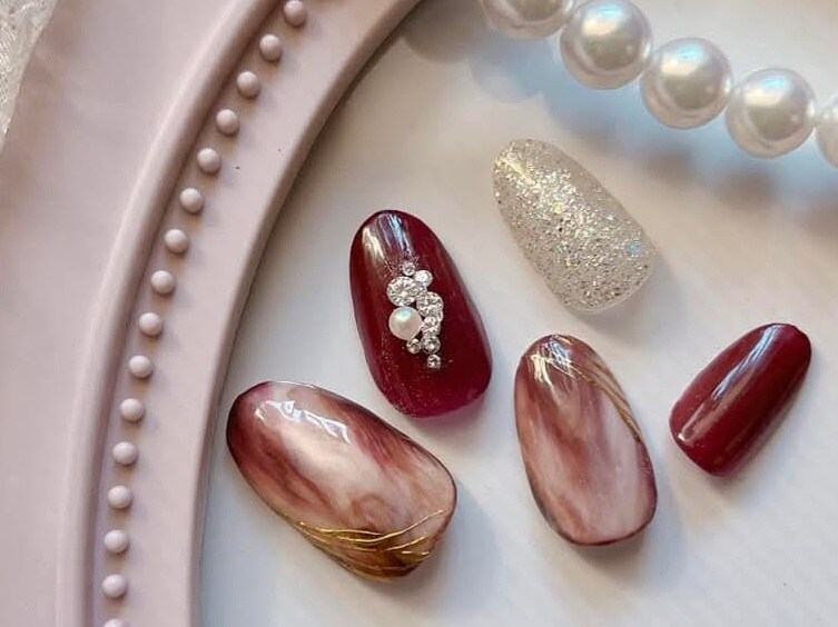 バレンタインネイル ブラウン