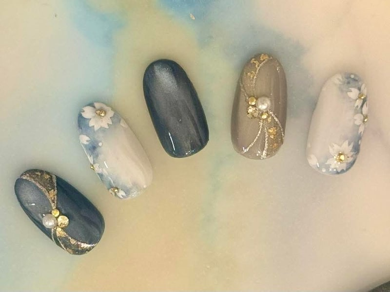 卒業式ネイル ブルー系