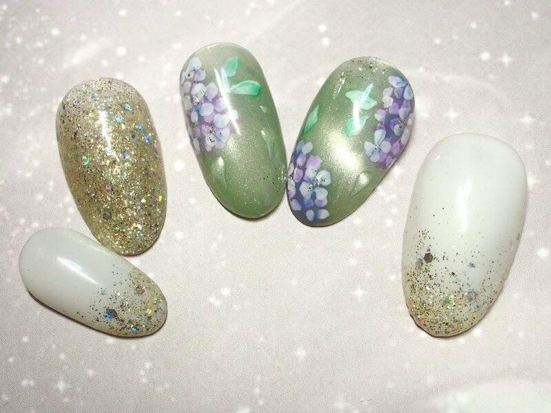 紫陽花ネイル 夏ネイル デザイン