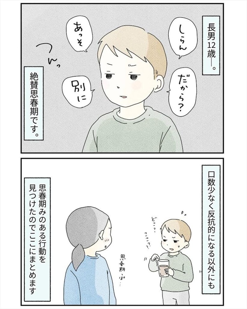 【漫画】間接キスNG、家族写真も拒否の「絶賛思春期」な息子、母親に放った”まさかの本音”とは?【作者インタビュー】