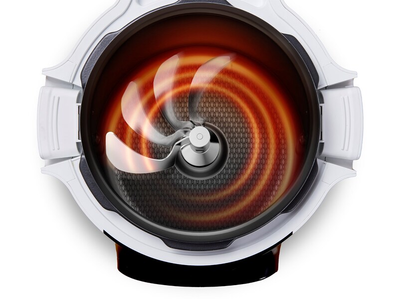 「かきまぜパドル」で焦げ付きとも無縁。鍋に付いた料理のニオイを除去できる「スチーム洗浄機能」も搭載