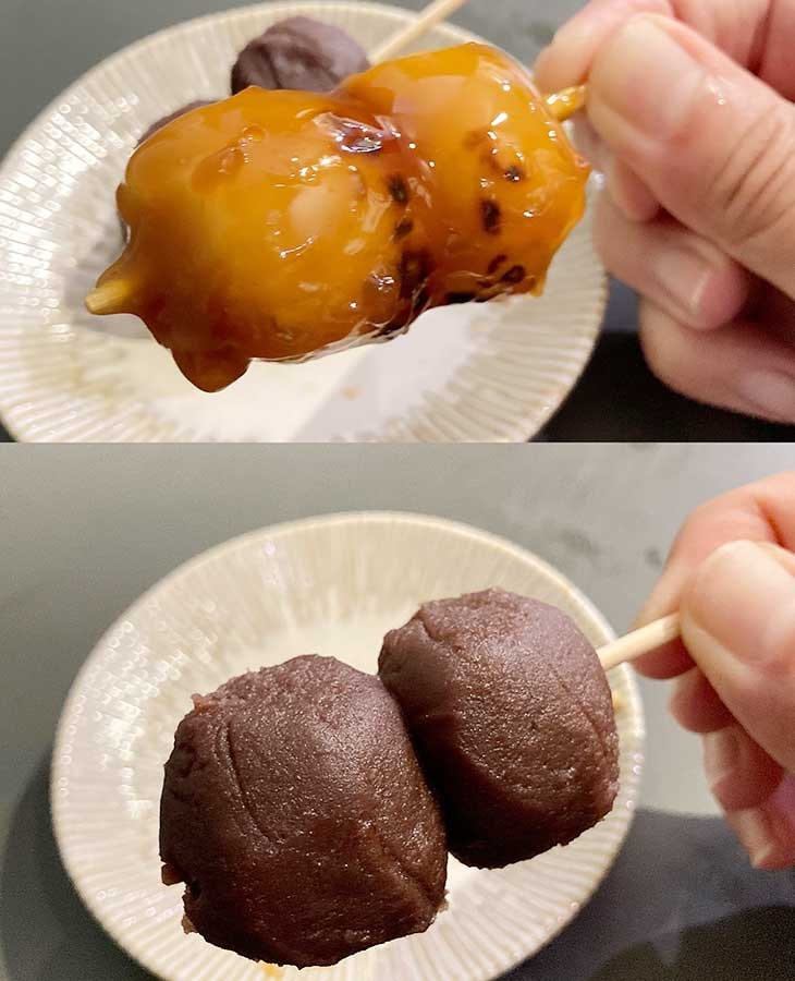 みたらしだんごと小豆餡の草だんご。どちらも午後３時過ぎには売り切れることが多い [食楽web]