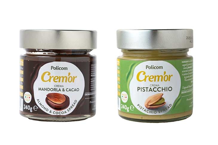 「ポリコムアーモンドココアスプレッド（240g）」1,070円、「ポリコムピスタチオスプレッド（240g）」1,070円 ［食楽web］
