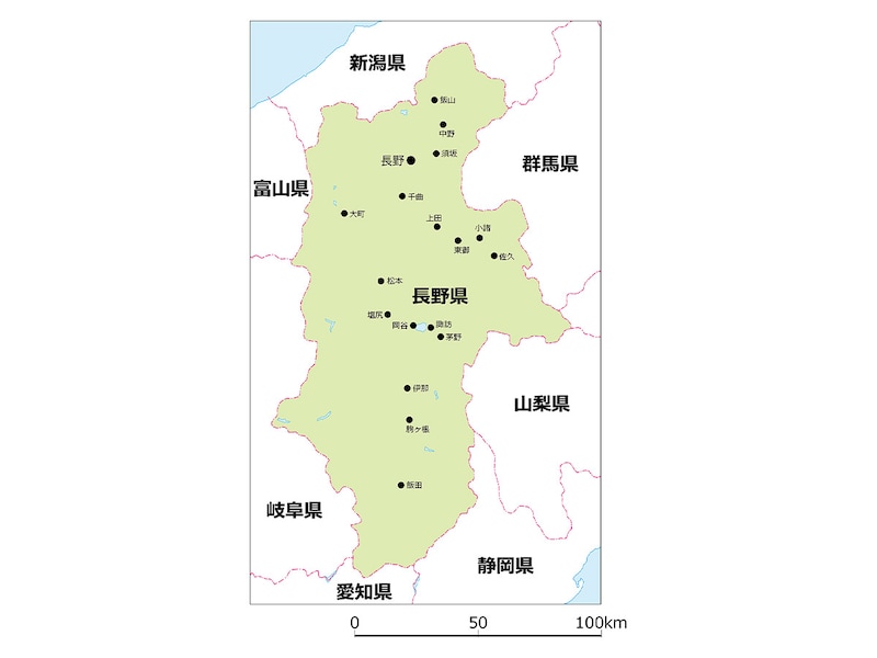 北海道・岩手・福島に次ぐ全国第4位の面積を誇る広大な長野県