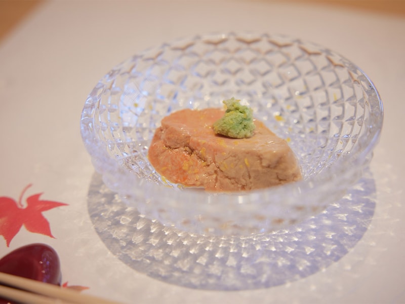 わさびが添えられたあん肝。久津和さんが衝撃を受けた一皿