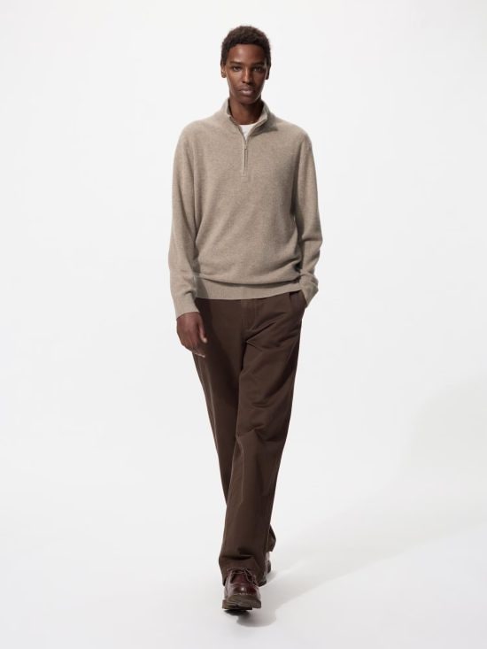 カシミヤハーフジップセーター