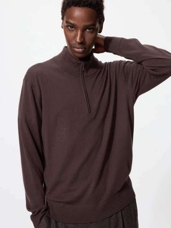 メリノハーフジップセーター