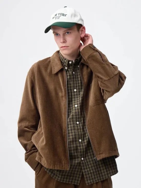 コーデュロイジップアップシャツジャケット