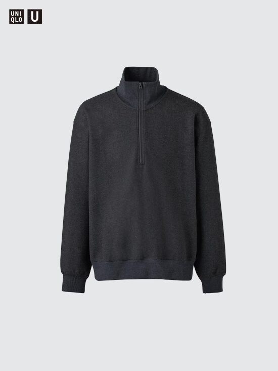 ブラッシュドスウェットハーフジップシャツ