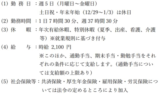 とある国公立大の特任教員募集要項