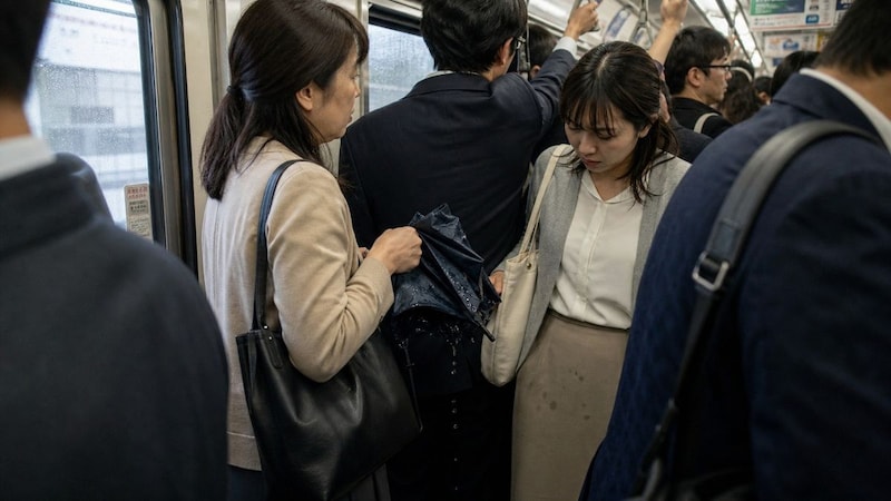 雨の日の満員電車