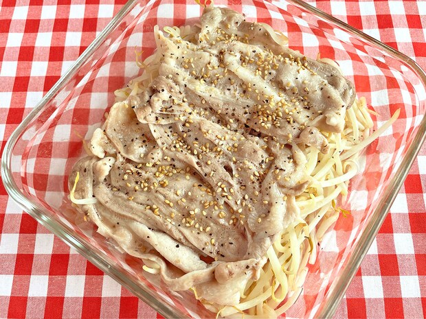 【レンジで豚バラもやし】爆速５分！洗い物ほぼゼロで超ラク