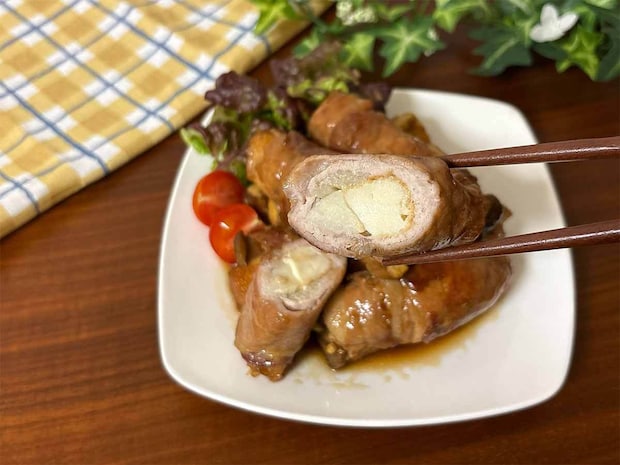 タサン志麻さん「肉巻き(豚薄切り肉&厚揚げ&きのこ)」