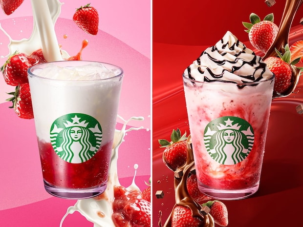 スタバ新作は「イチゴ」のミルクとフラペチーノ2種！　5月11日発売　「ohora」とのコラボネイルも同日登場
