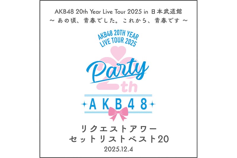AKB48 20th リクエストアワーセットリストベスト20 セトリプレイリスト公開
