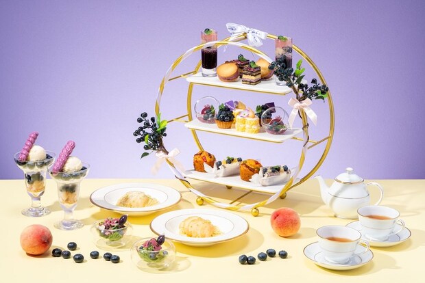 京都府:ブルーベリー×桃のアフヌン、7月1日より2ヵ月限定登場 千円オプションは「ブルーベリーと桃のパフェ」