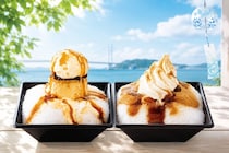 兵庫県淡路市：「ワステップ アワジシマ」プリン＆バニラアイスのせた大胆氷が8月8日よりお目見え