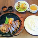 【飯塚】肉汁じゅわ～！レストラン明治屋の「明治屋ハンバーグと国産牛切り落しステーキセット」