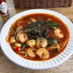 【田川】ゆっくり寛げるログハウスカフェ。アンジェリカの「具だくさんの海の幸」パスタ
