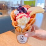 【飯塚】市役所内に7/1New Open！米粉のモチモチ食感がたまらない！Le Lien cafe 飯塚店のバブルワッフル