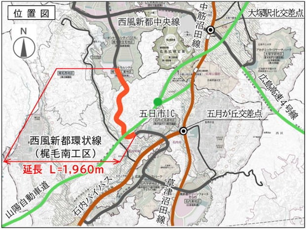 西風新都と石内バイパス・ジアウトレットなどを結ぶ環状線「西風新都環状線」約2kmの新道が開通！