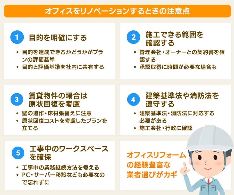 オフィスリノベーションの注意点