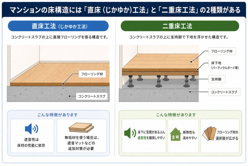 直床工法と二重床工法の違い