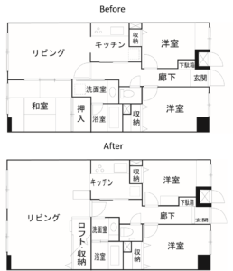 3LDKマンションをバリアフリーな2LDKにリフォームした事例