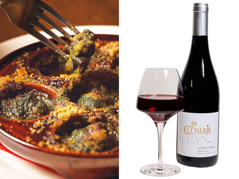 新富町『Ginza Machi Pon』の「エスカルゴのブルギニヨンバター」と「クロズリー・デ・リ」のピノ・ノワール