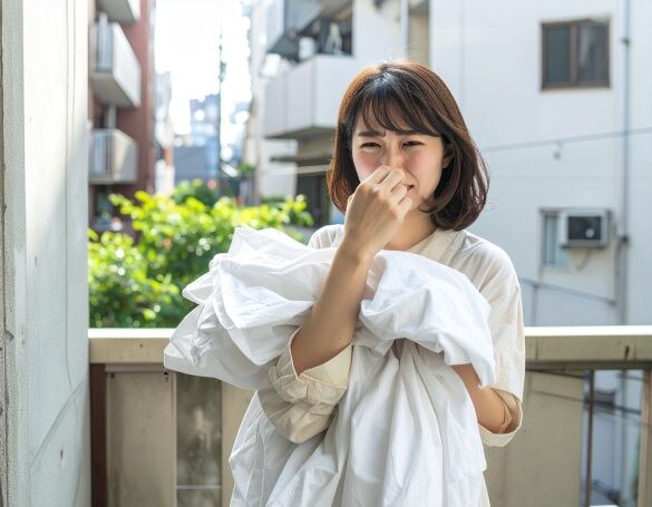 新居のベランダでシーツを干したらまさかの激臭！→ニオイの正体がすぐに判明「最悪すぎてしばらく動けなかった…」