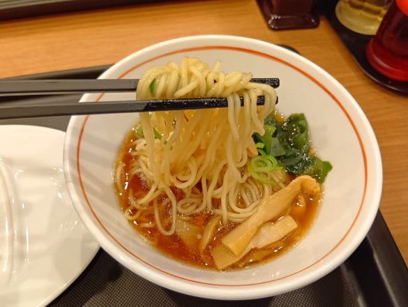  ツルツルすぎてテカっている麺