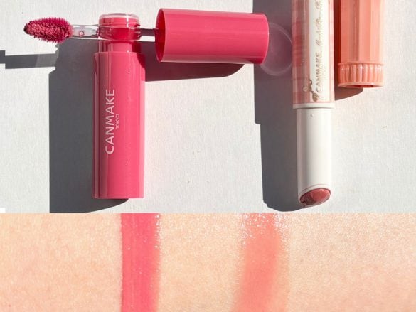  左「グロスティントシロップ 40th メモラブル」右「むちぷるティント 07 フルーツオレ」