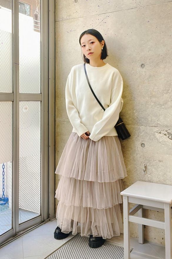 スウェットライクニットオーバーサイズプルオーバー