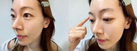  左：before、右：after/写真奥側・眉毛の長くて飛び出した部分がスッキリ