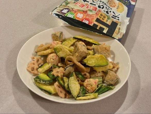 ドン・キホーテ「揚げ揚げ天ぷらスナック ~めんつゆ仕立て~ 野菜編」