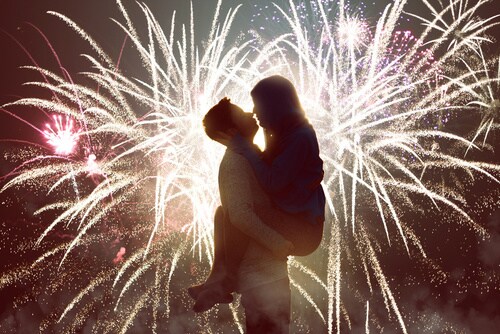 花火でキス