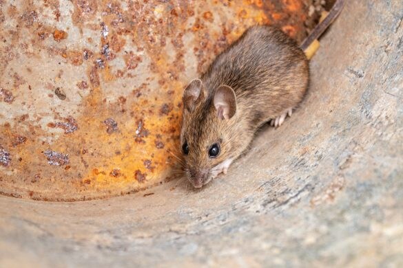 柱をうろつくネズミ