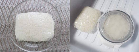 ラップで巻いたごはんとの比較