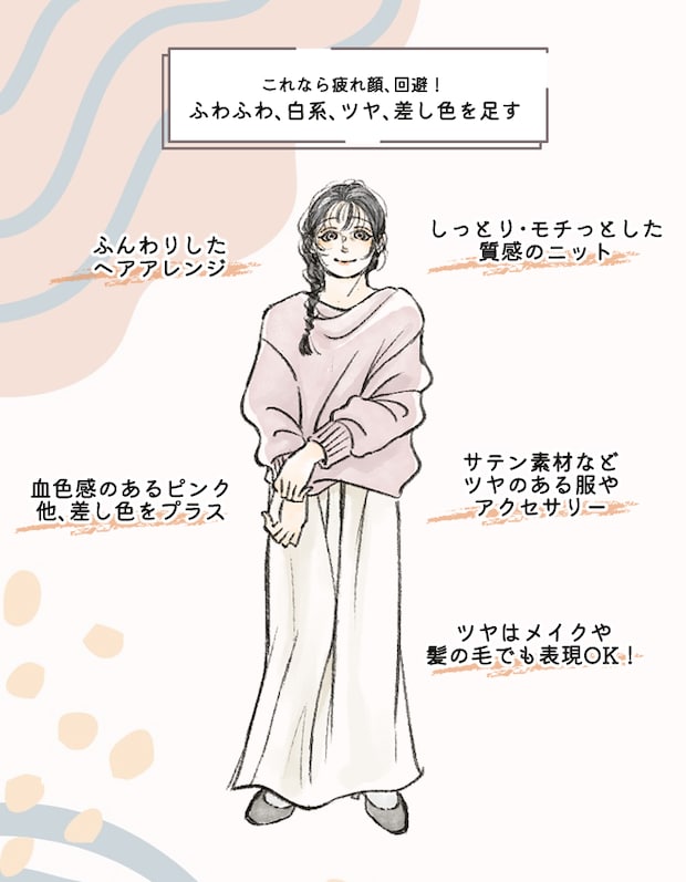 解決策は「白」、「ふわふわ」、「ツヤ」、「差し色」をプラス