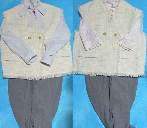 ブラウスの色を変えてコーデを比較