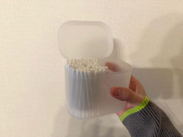 再生ポリプロピレン入りコットン　綿棒ケース　蓋付