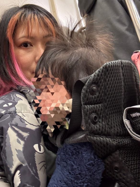  息子と初めての長距離移動で千葉の友達の家へ。抱っこ紐で電車