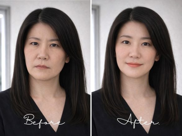  輪郭とパーツのバランスは同じでも全く別人に！（AIによる生成）